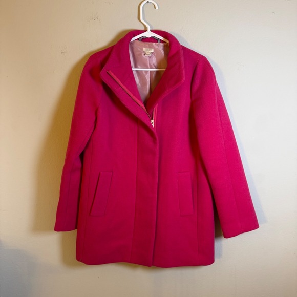 J. Crew Jackets & Blazers - J.Crew Pink Wool Blend Lodge Coat Asymmetric Zip F5325 Womens Size 4 FA17